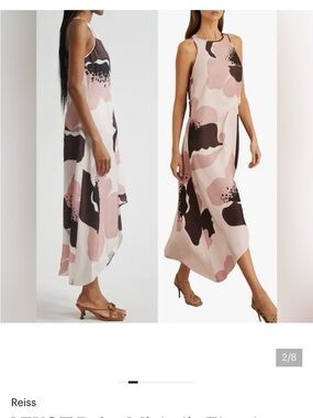 Reiss Pink and Brown Abstract Print Maxi Dress
